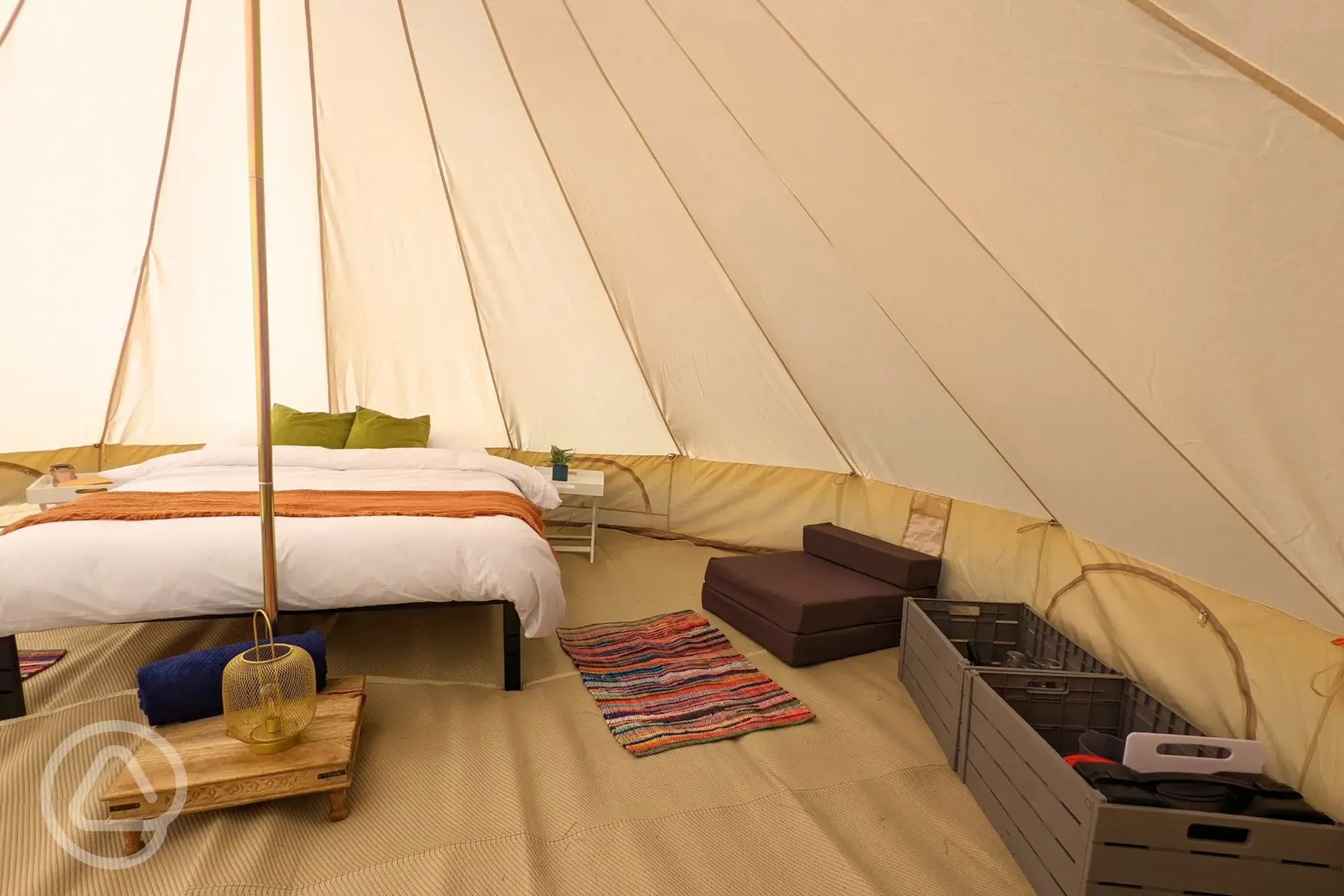 Furnished bell tent interior