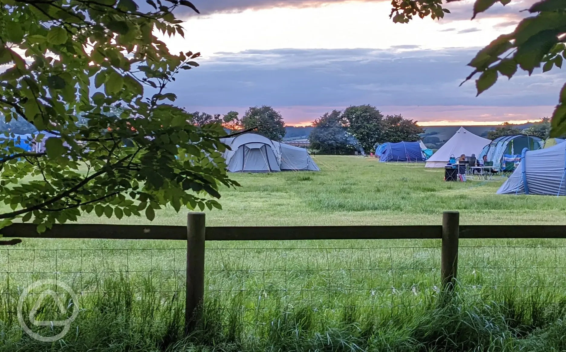 Grass pitches at sunset