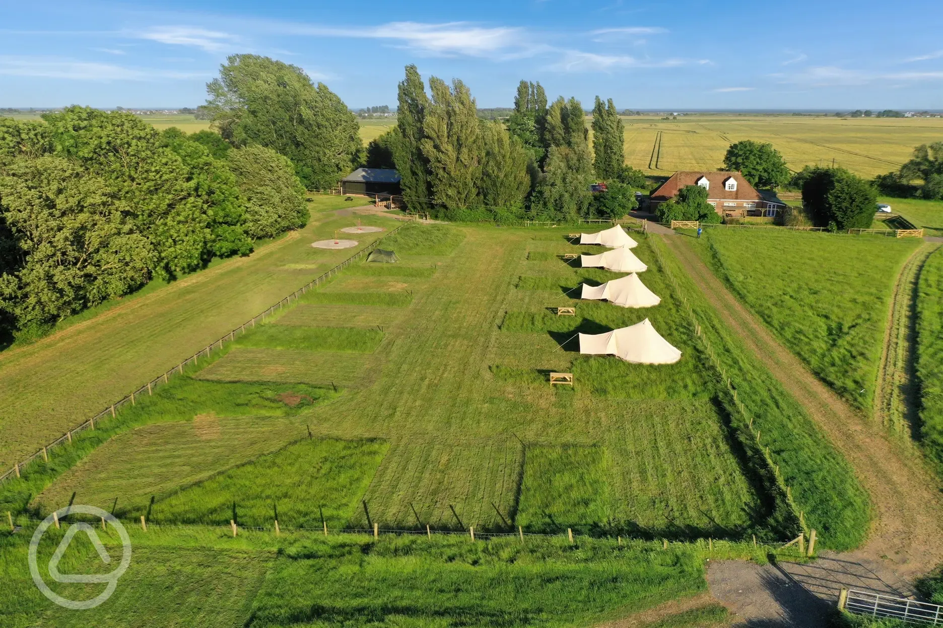 Aerial of the bell tents
