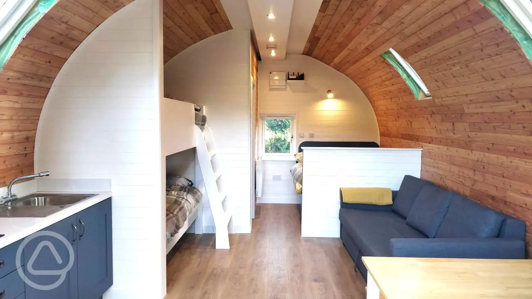The Den and Roost glamping pod interiors at Auchenhean Pods, sleeping up to six
