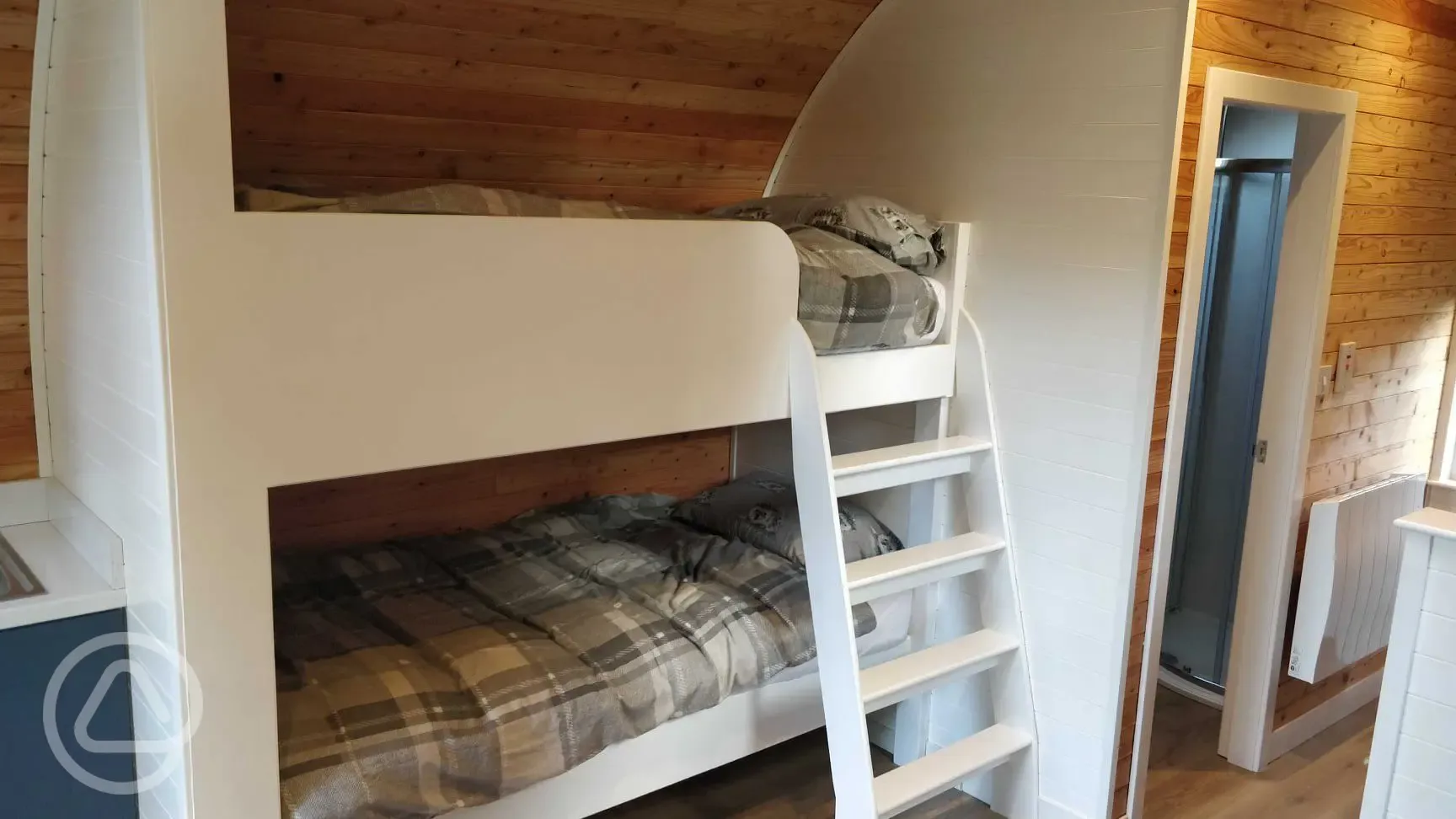 Bunk beds in the Den and Roost glamping pods