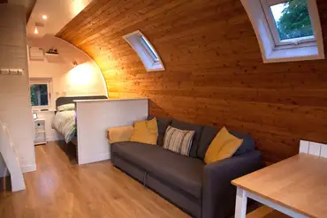 The Den and Roost glamping pod interiors at Auchenhean Pods
