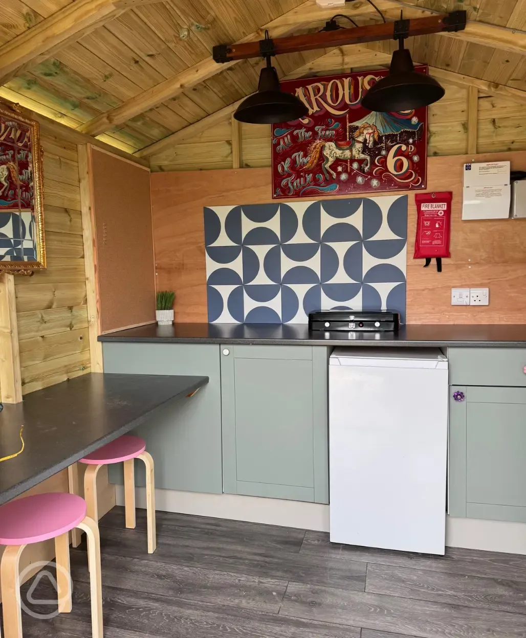 Carousel yurt kitchen cabin interior 