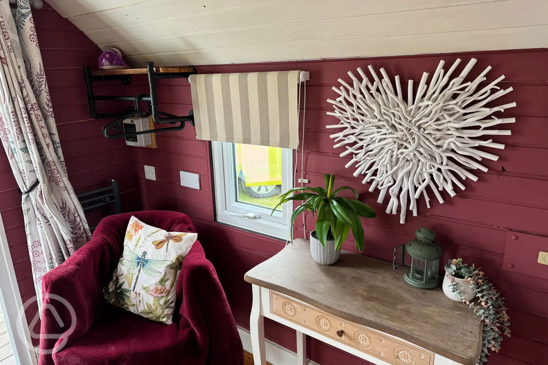 Dragonfly shepherd's hut interior 