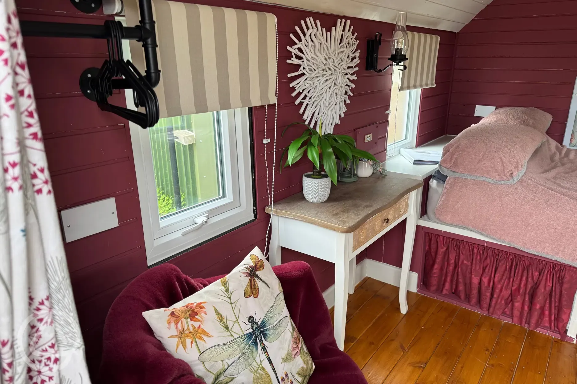 Dragonfly shepherd's hut interior 