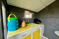 Bumble shepherd's hut kitchen area Bumble shepherd's hut kitchen area