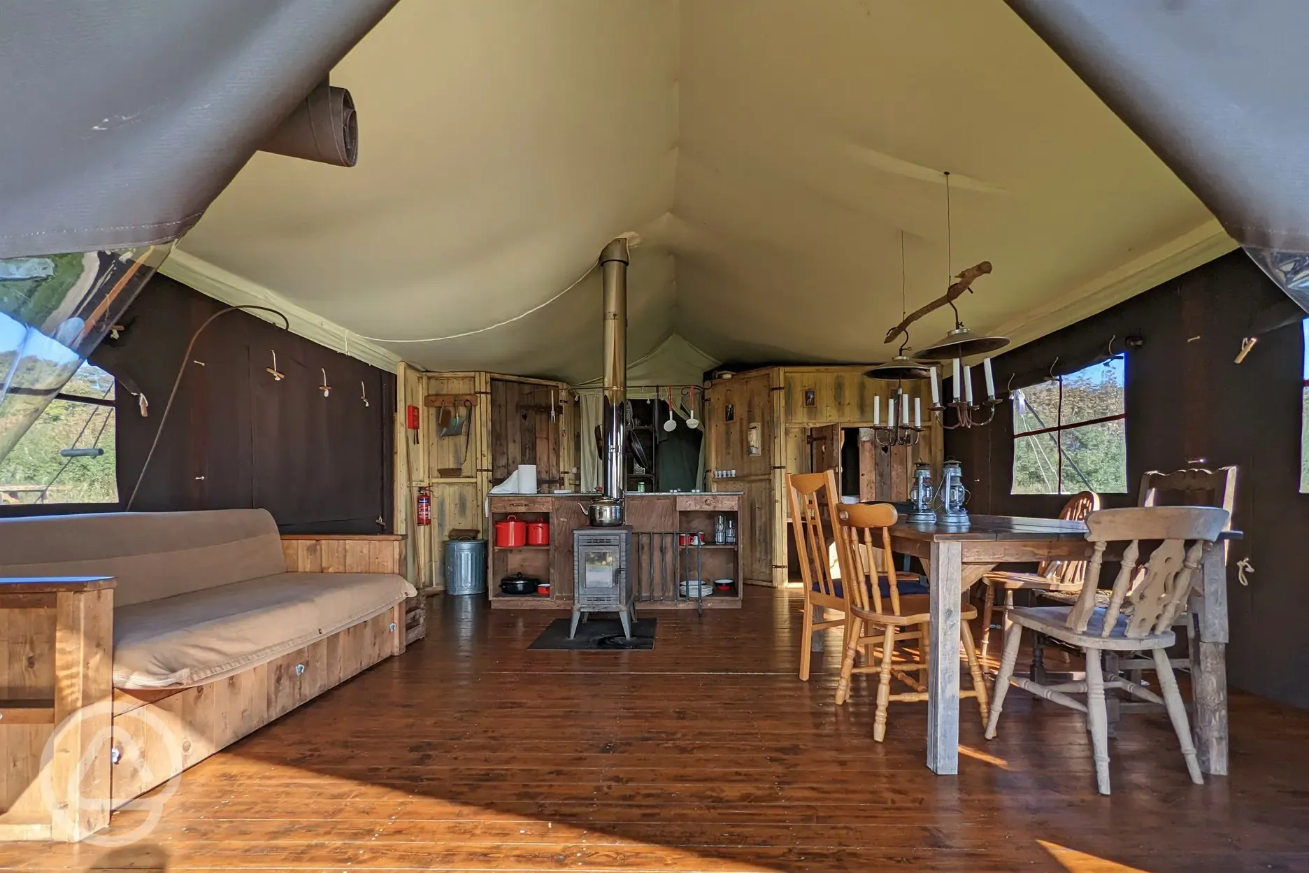 Ensuite canvas lodge interior