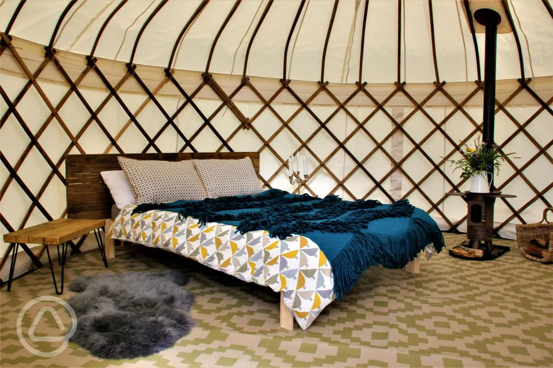 Inside the yurt