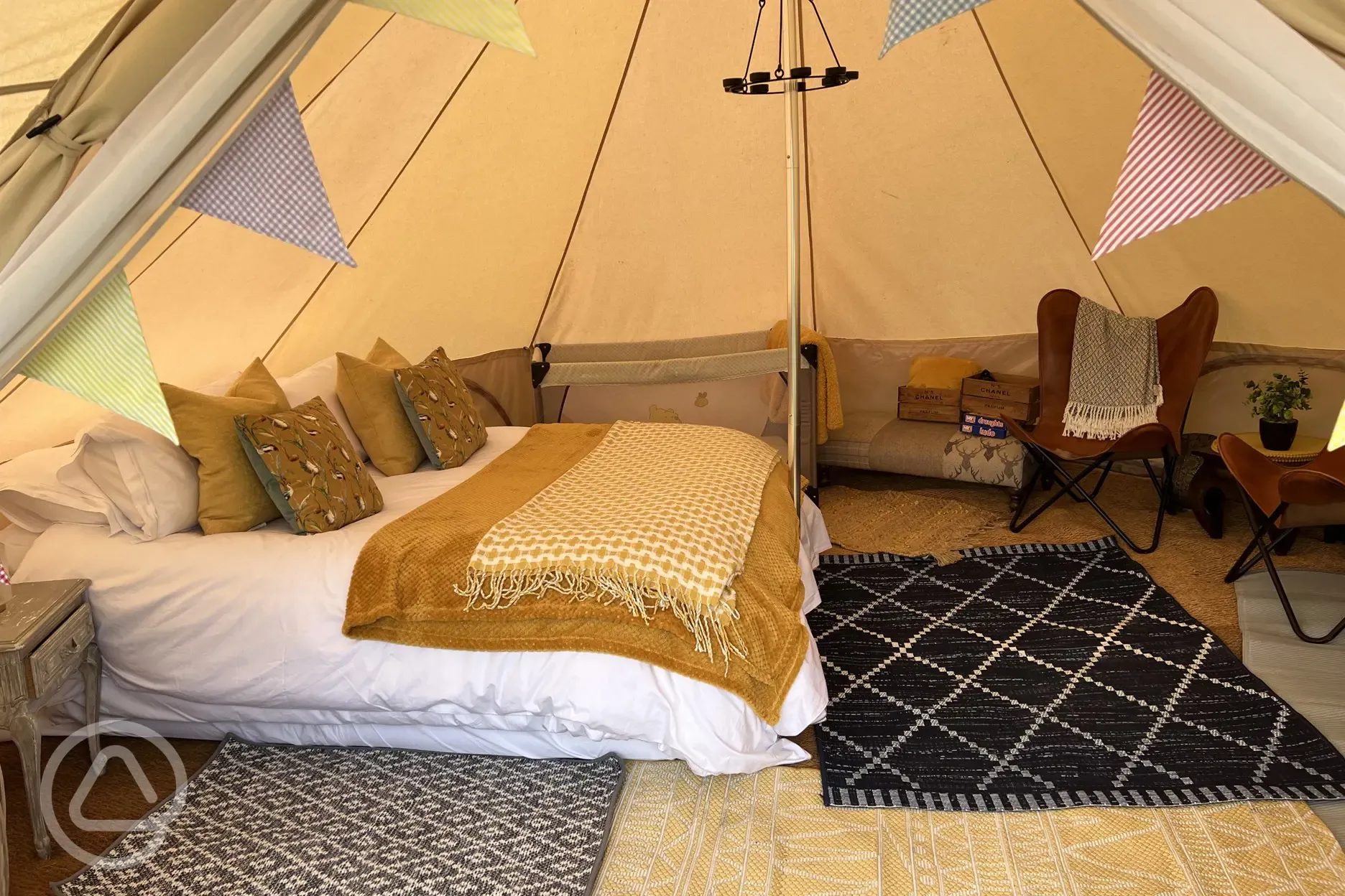 Inside the bell tent