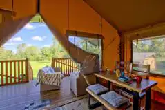 Safari tent dining area and veranda