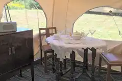Canvas tent dining area 