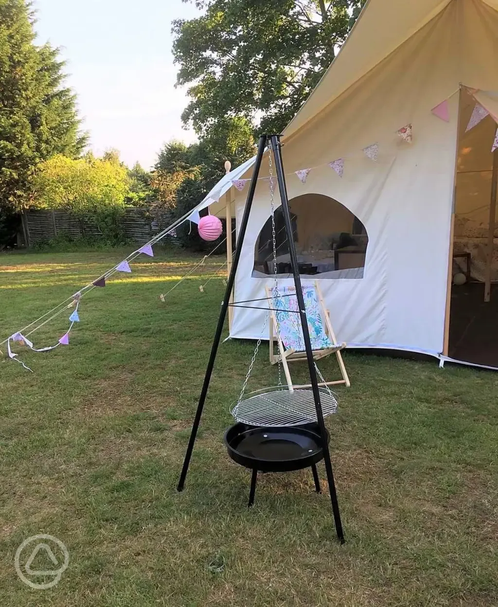 Canvas tent with BBQ