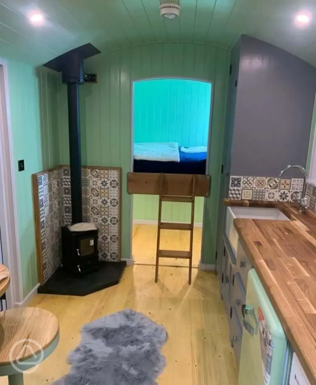 Shepherd's hut interior 