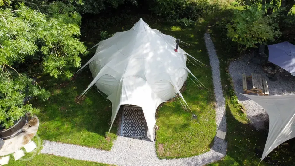 Aerial of Jenny Wren bell tent