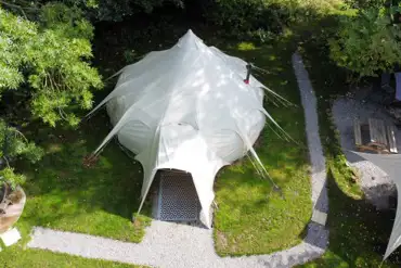 Aerial of Jenny Wren bell tent