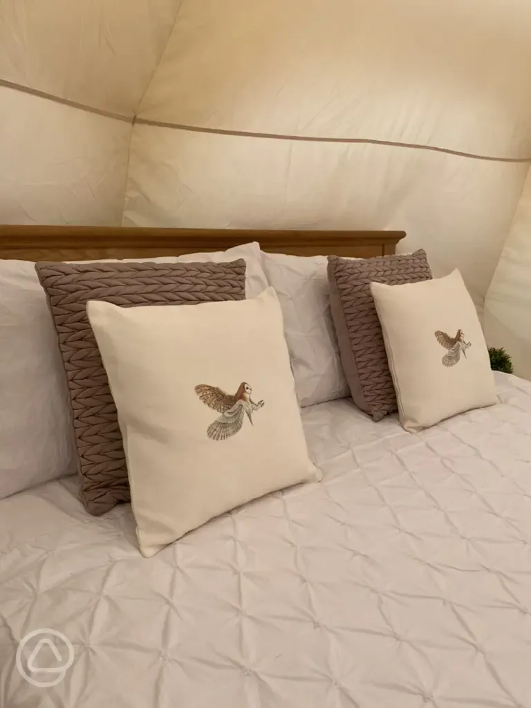 Barn Owl Bell Tent - bed