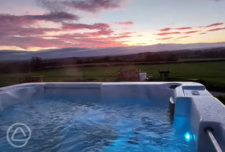 Hot tub at sunset