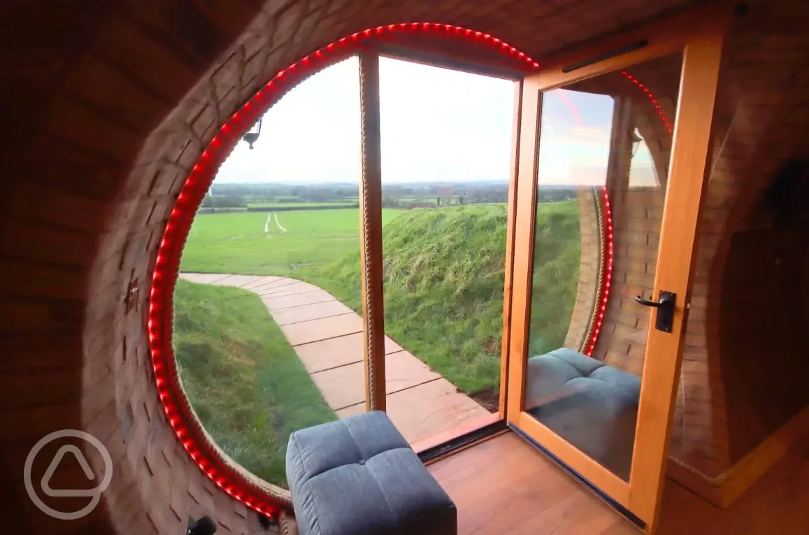 View from inside Pheasant's Roost glamping pod