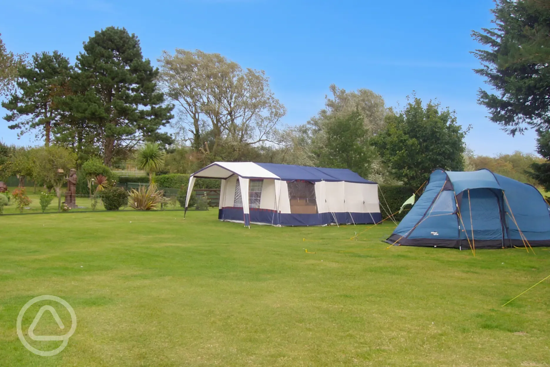 Electric grass tent pitches with landscaped grounds