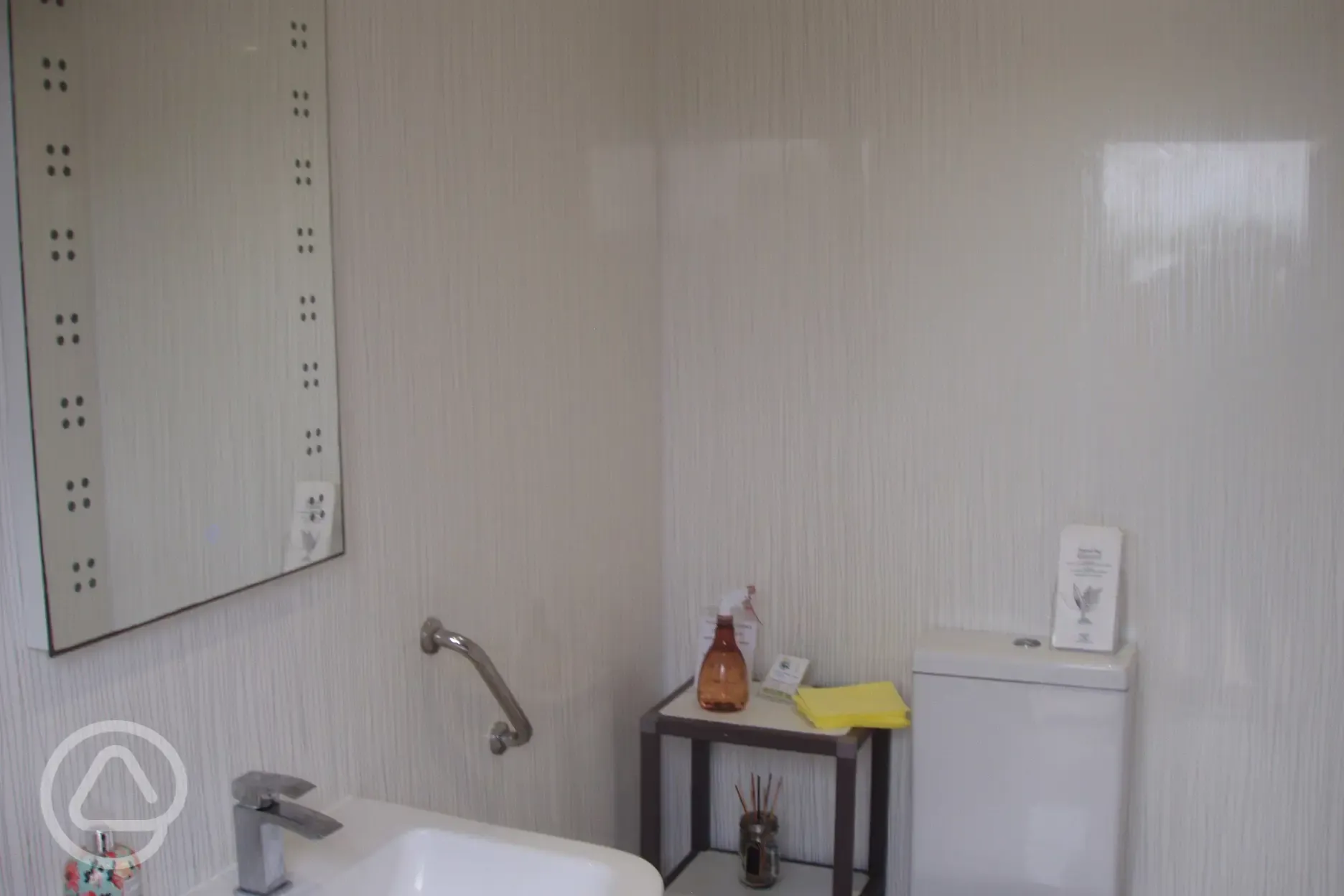 Toilet with mirror and sink