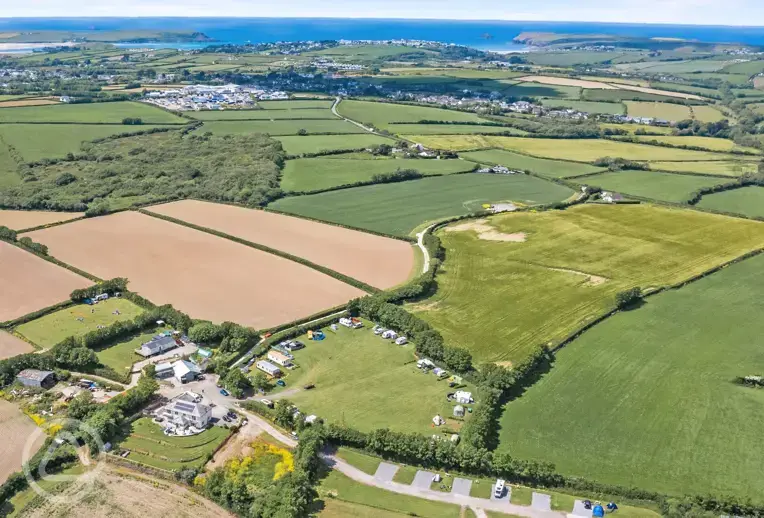 Aerial of the campsite and nearby coastline