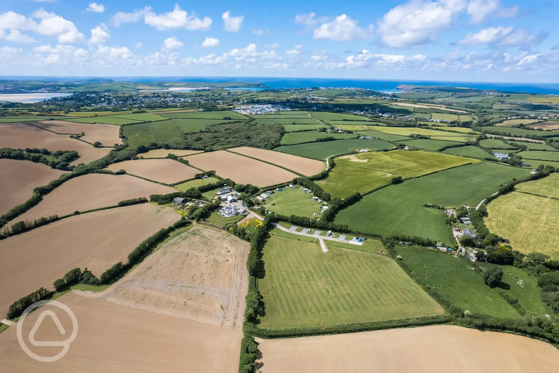 Aerial of the campsite and surrounding landscape