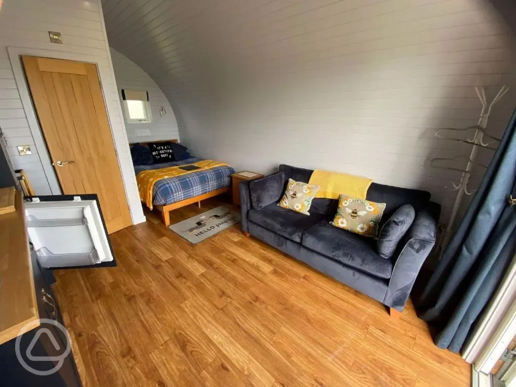 Ensuite glamping pod interior