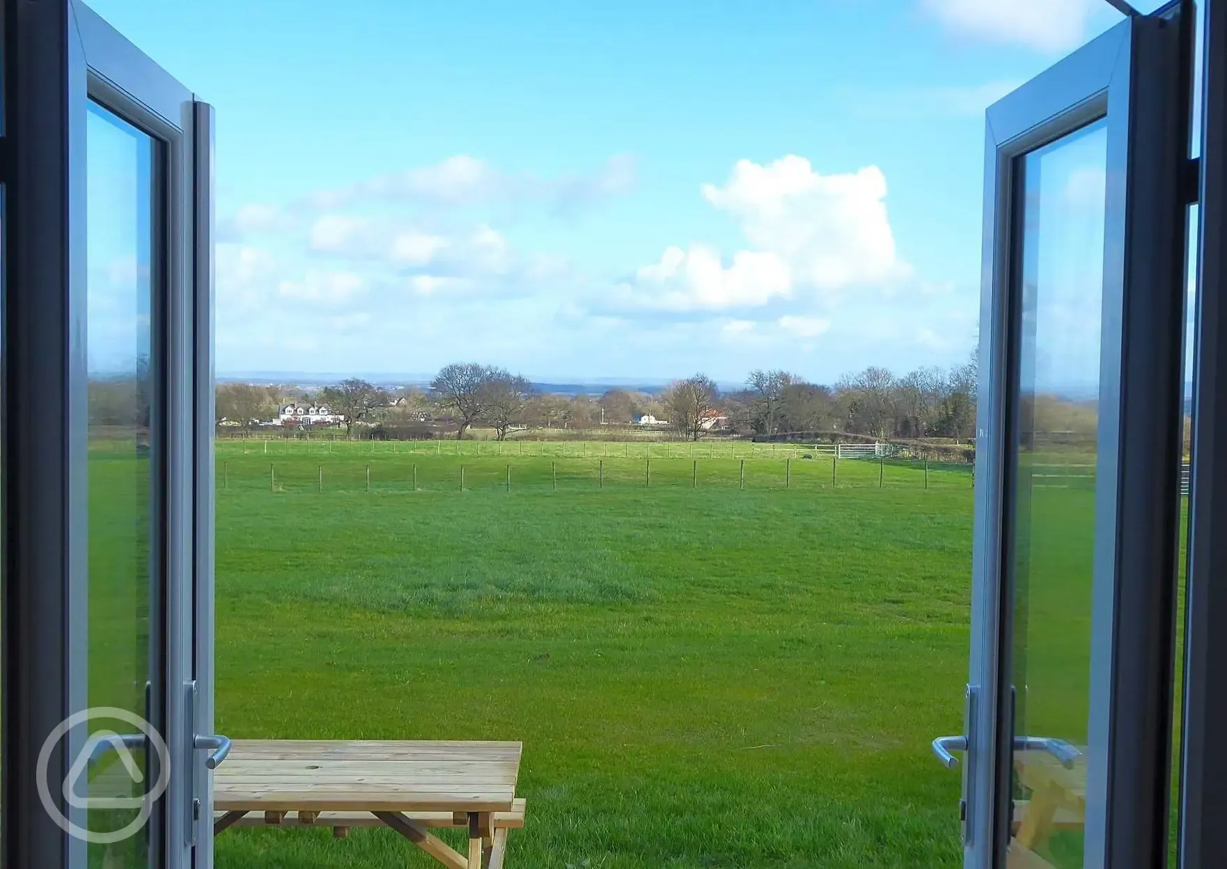 Countryside views from the ensuite glamping pods