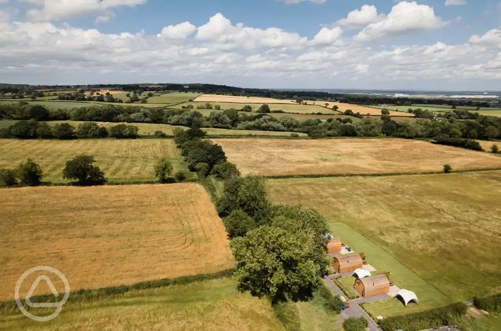 Aerial of the ensuite glamping pods