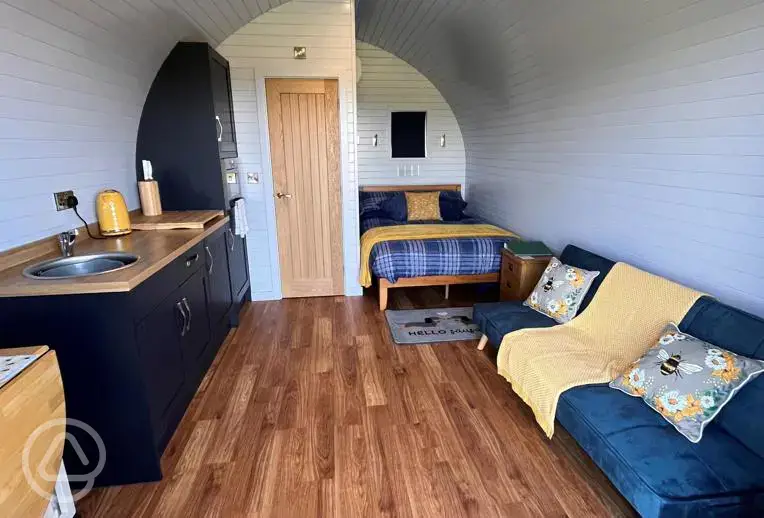 Ensuite glamping pod interior