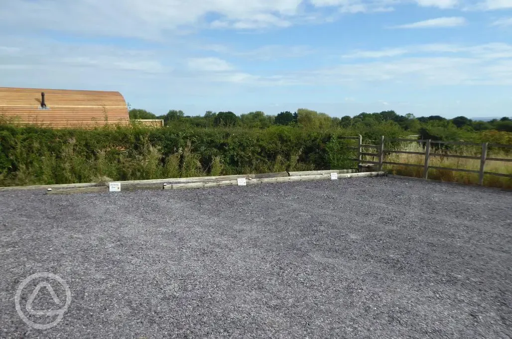 Parking spaces for the ensuite glamping pods
