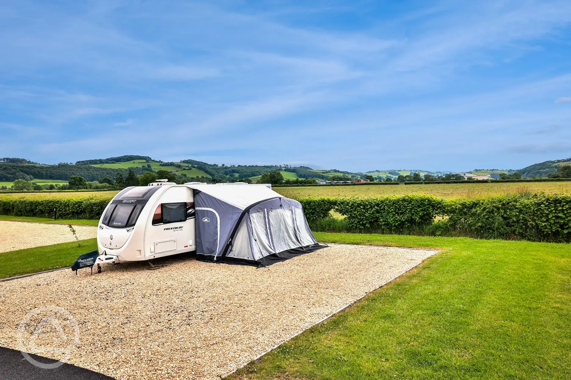 Fully serviced hardstanding pitches with space for an awning