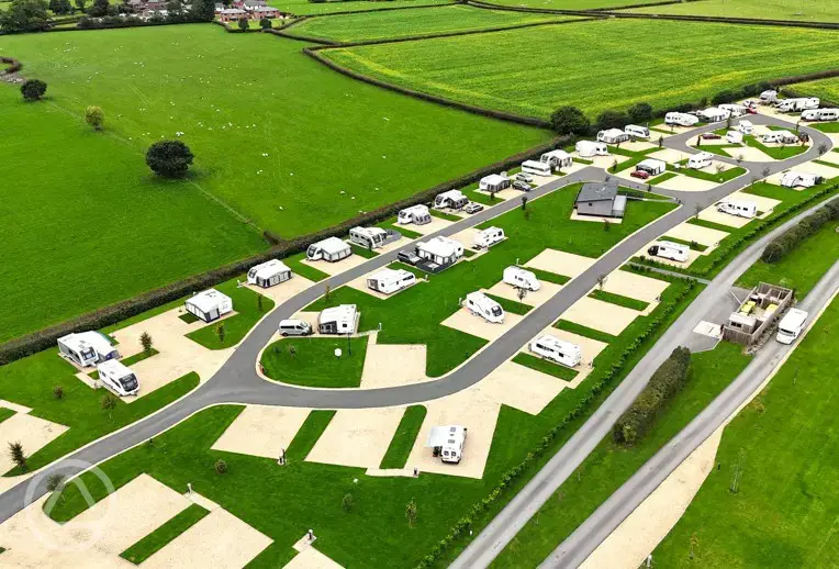 Aerial of the touring pitches