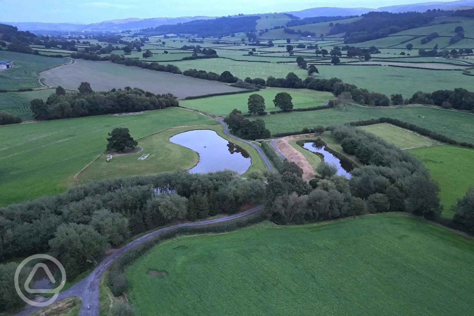 Aerial of the site at dusk