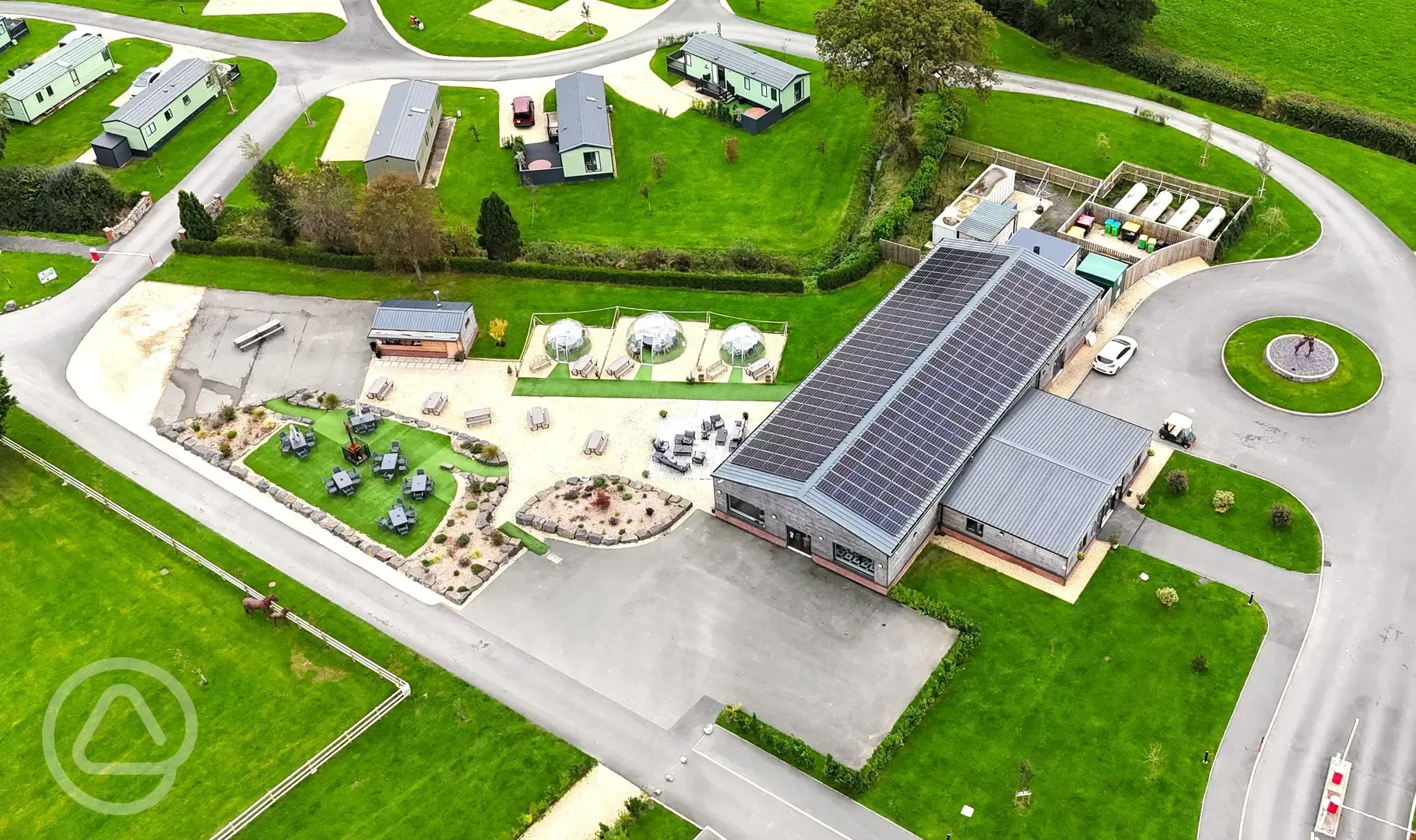 Aerial of the reception and restaurant