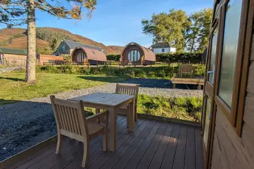View of the glamping pods at Glengoulandie Camping and Caravanning