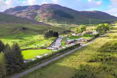 Overview of the grass pitches at Glengoulandie Camping