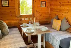 Shepherd's hut dining area
