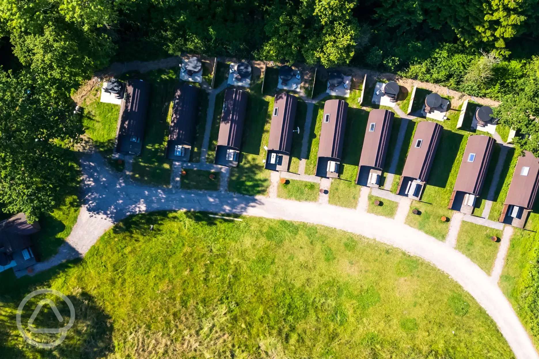 Bird's eye view of the glamping pods