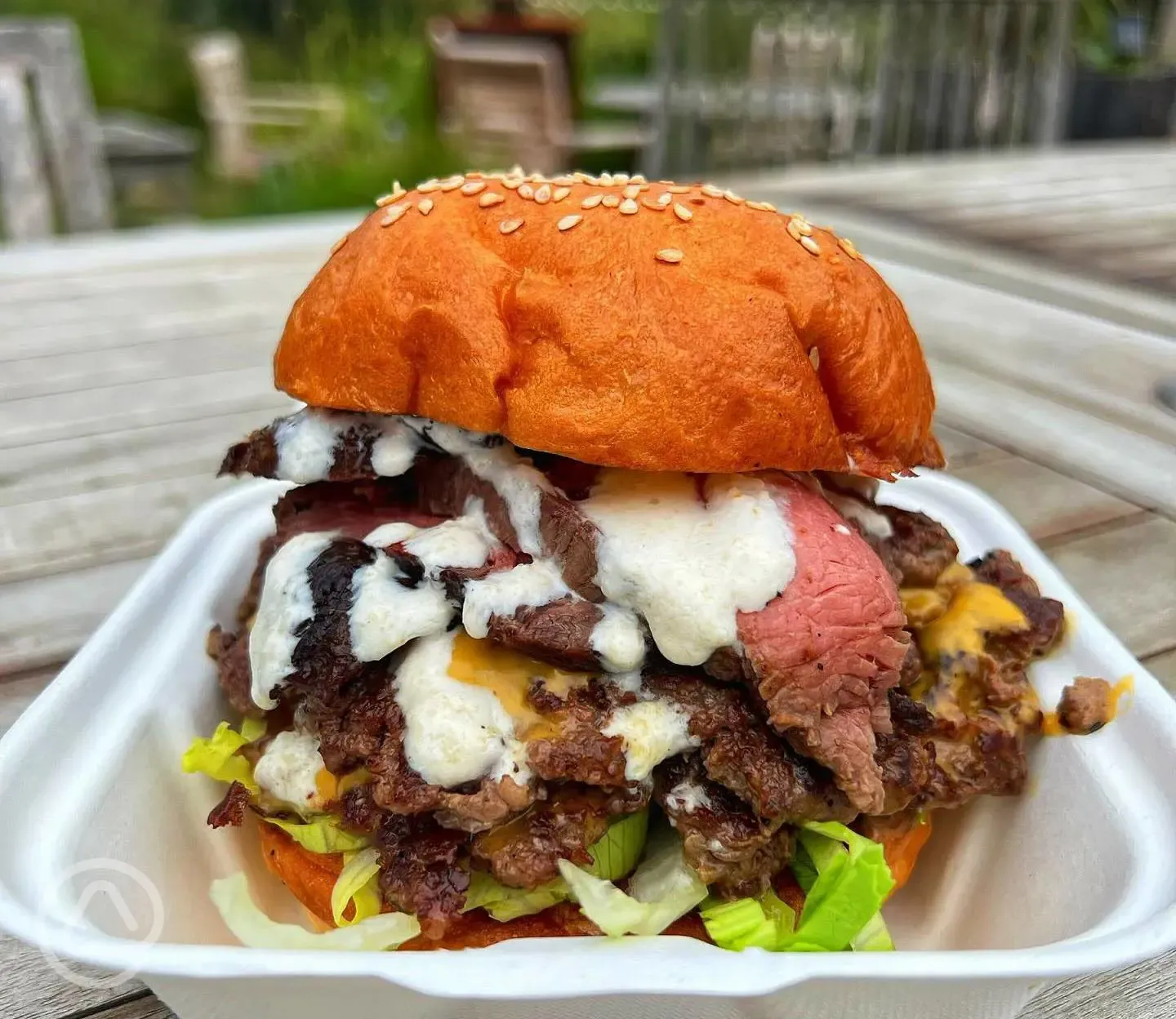 Burgers from the onsite food truck, visiting Friday to Sunday