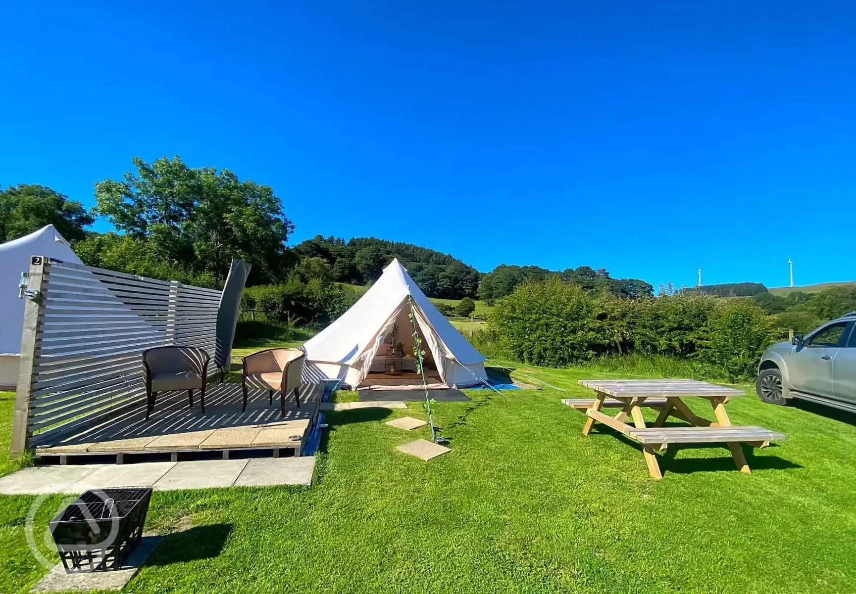 Bell tent in setting