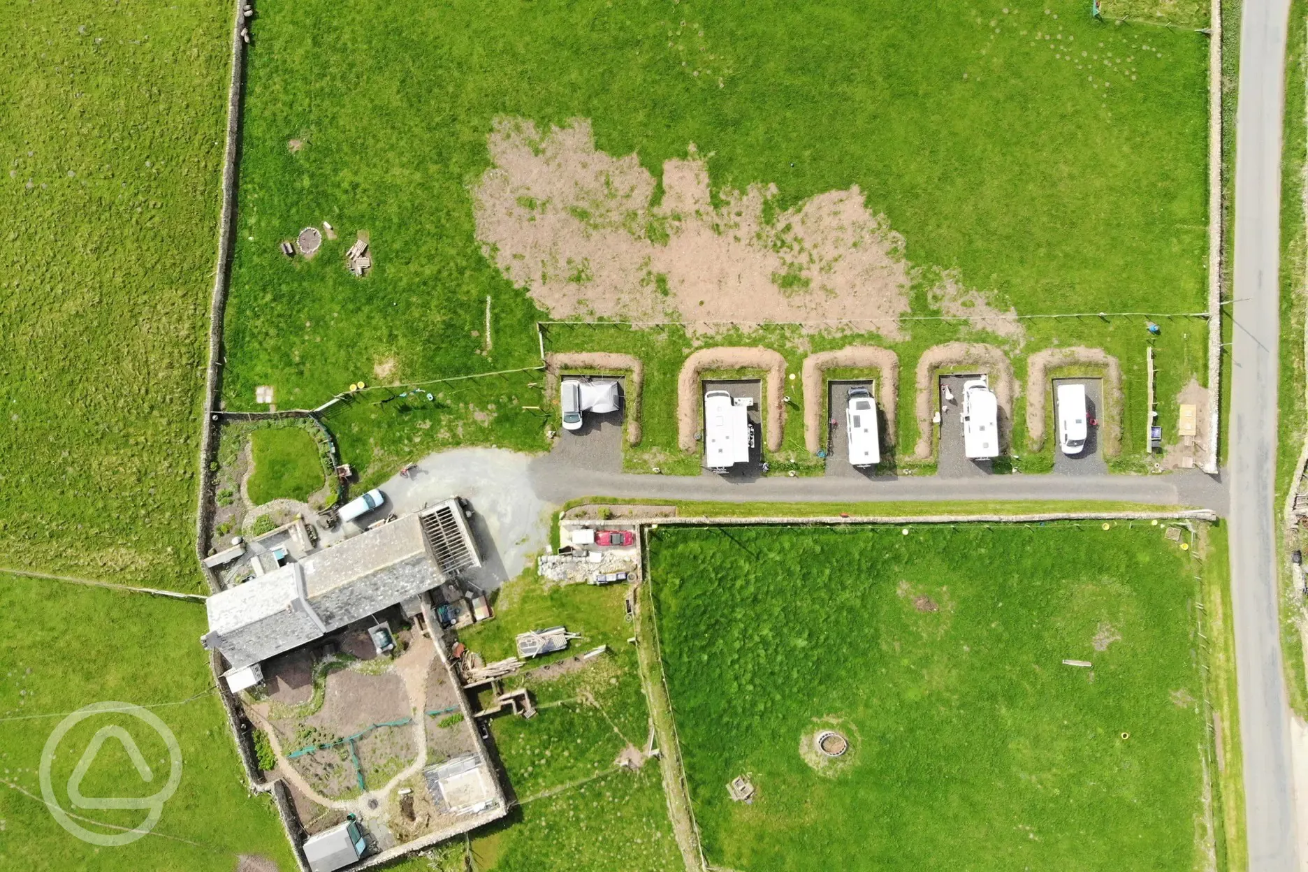 Bird's eye view of the hardstanding pitches