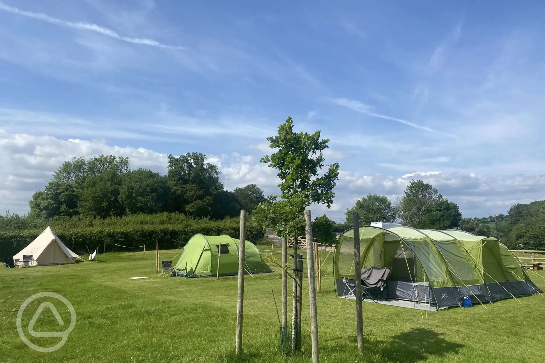 Non electric grass tent pitches