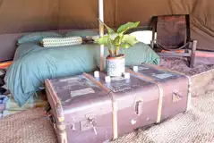 Stargaze bell tent interior with a double bed