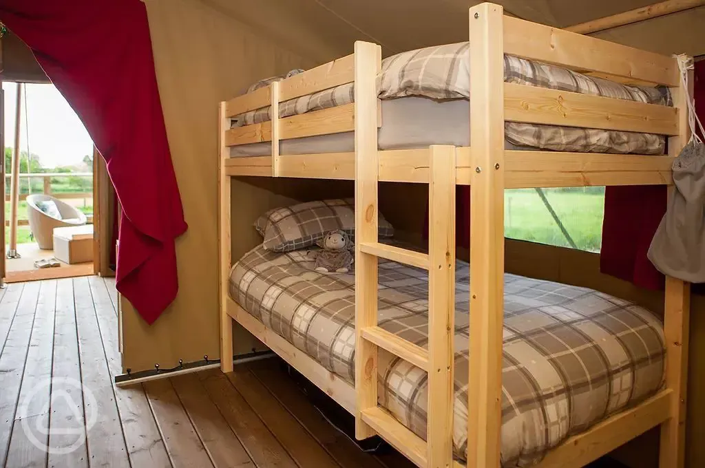 Bunk beds in safari tent