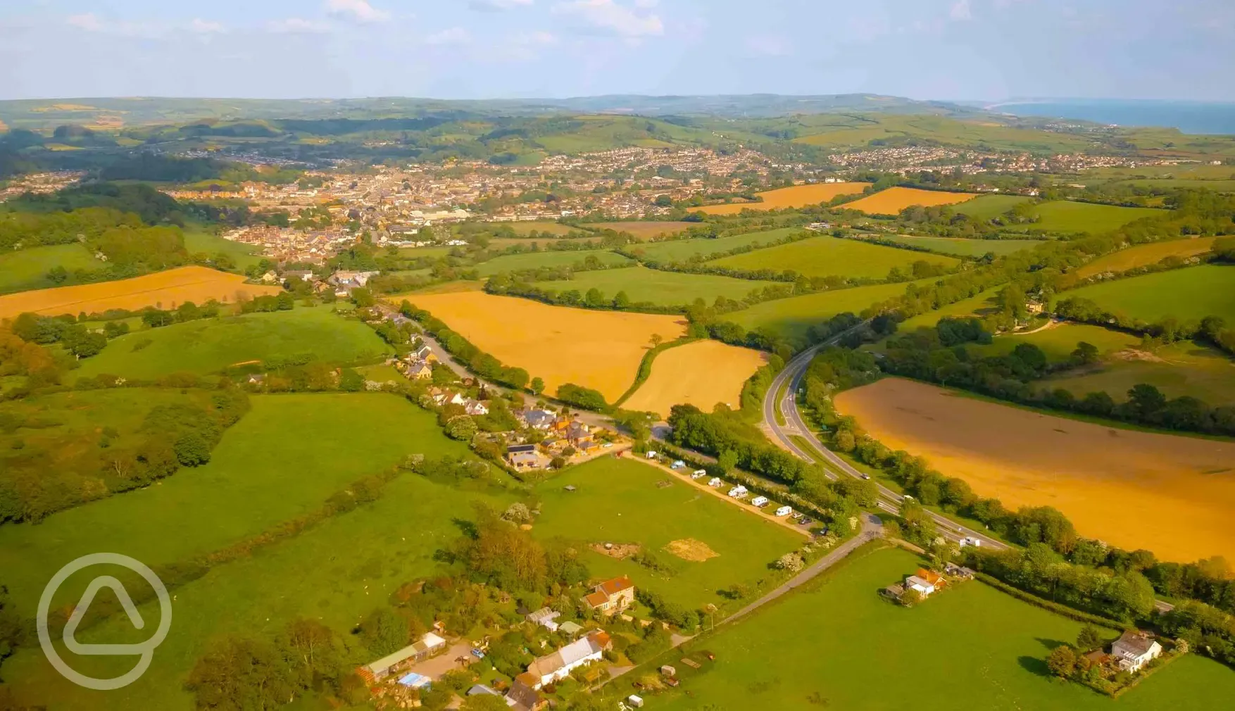 Aerial of the campsite and surrounding countryside