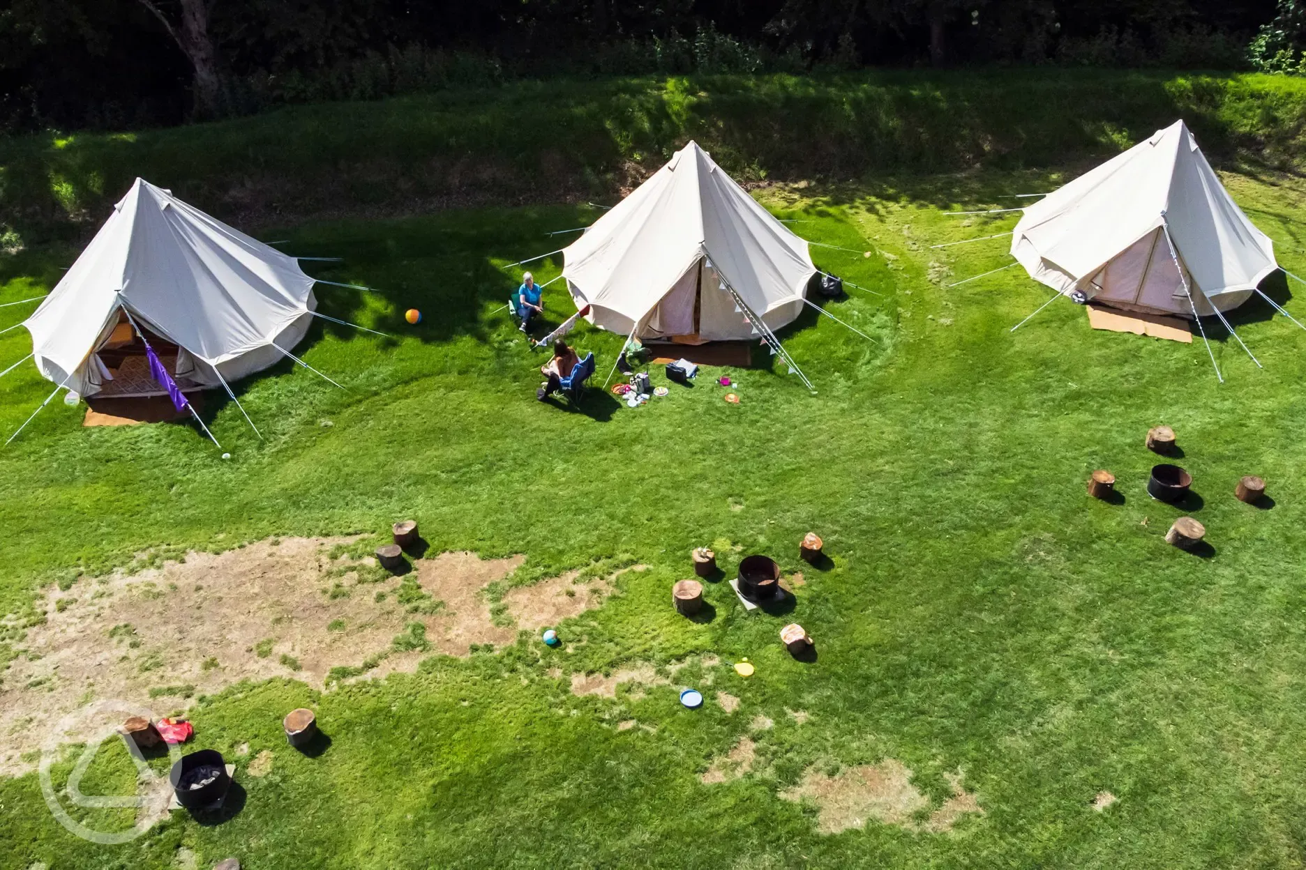 Aerial of the bell tents