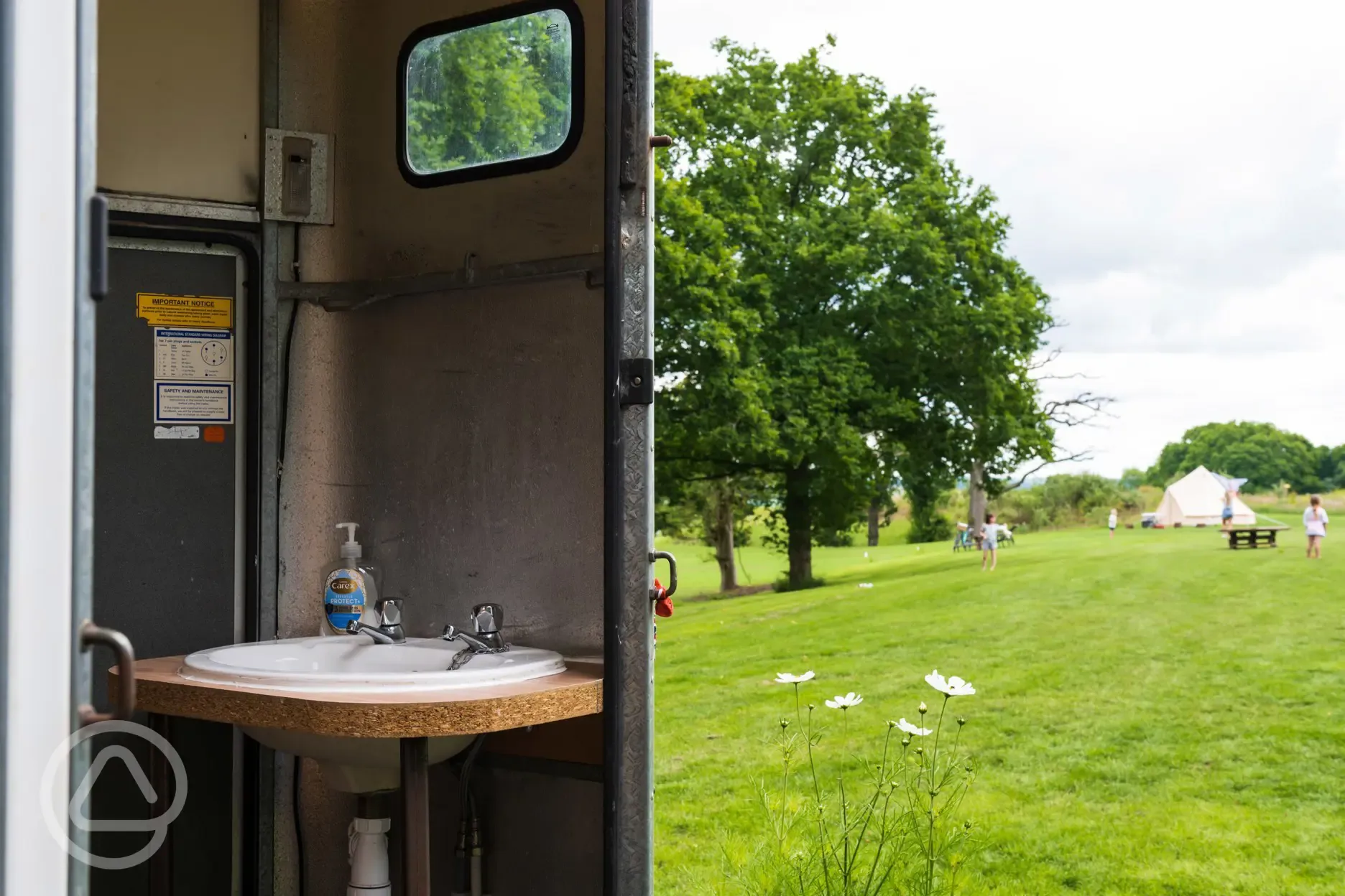 Converted horse trailer toilet