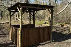 The Badgers Burrow exterior covered seating 