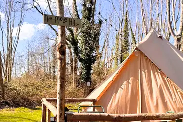 The Mole Hill bell tent with outdoor lighting